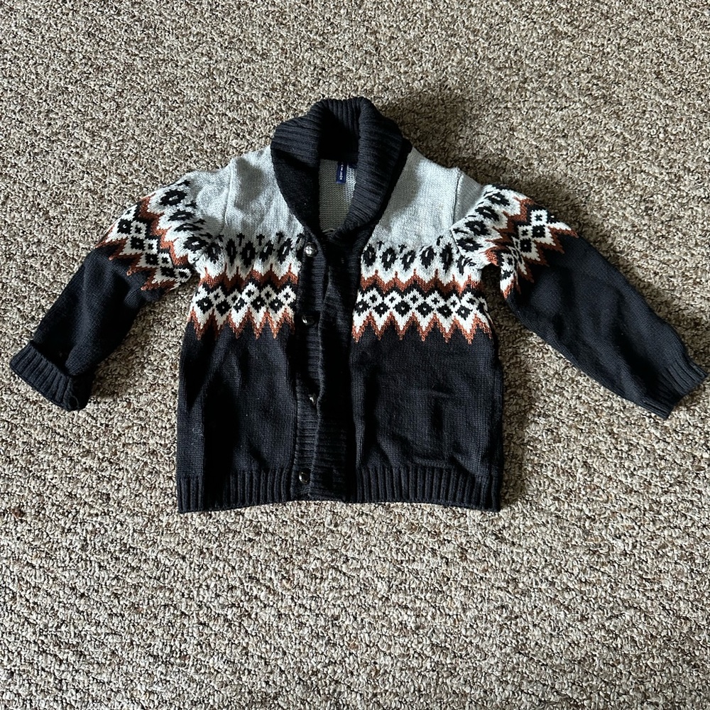 Janie and Jack 2T gray, black and brown button up sweater